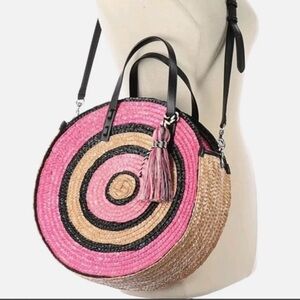 Rebecca Minkoff Pink and Beige Wicker Concentric Circle Tote‎ Hand Bag